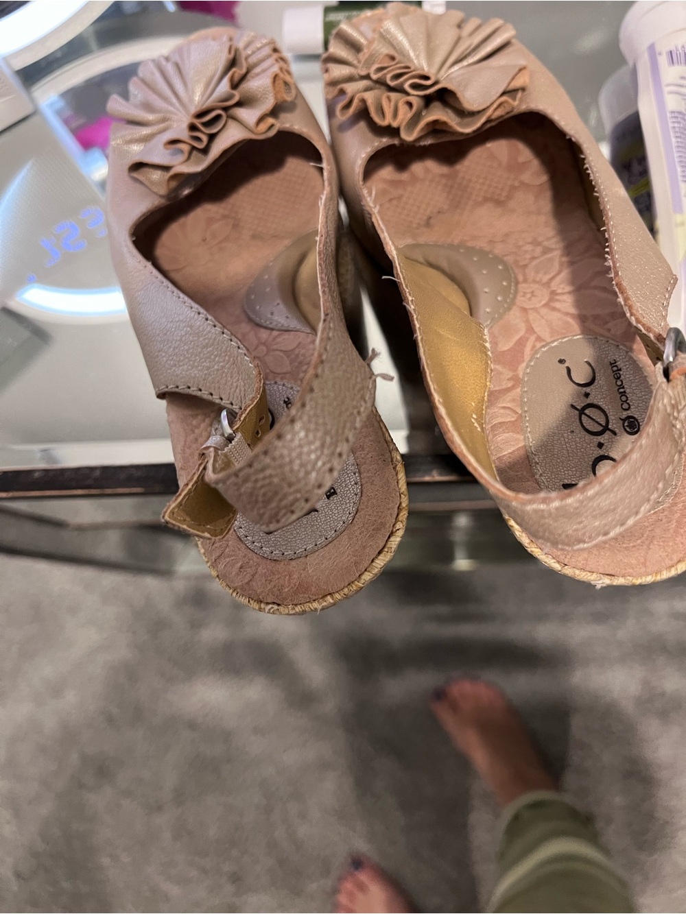 b.o.c. Beige Wedge Espadrille Slingback with Front Rosette - Picture 3 of 10